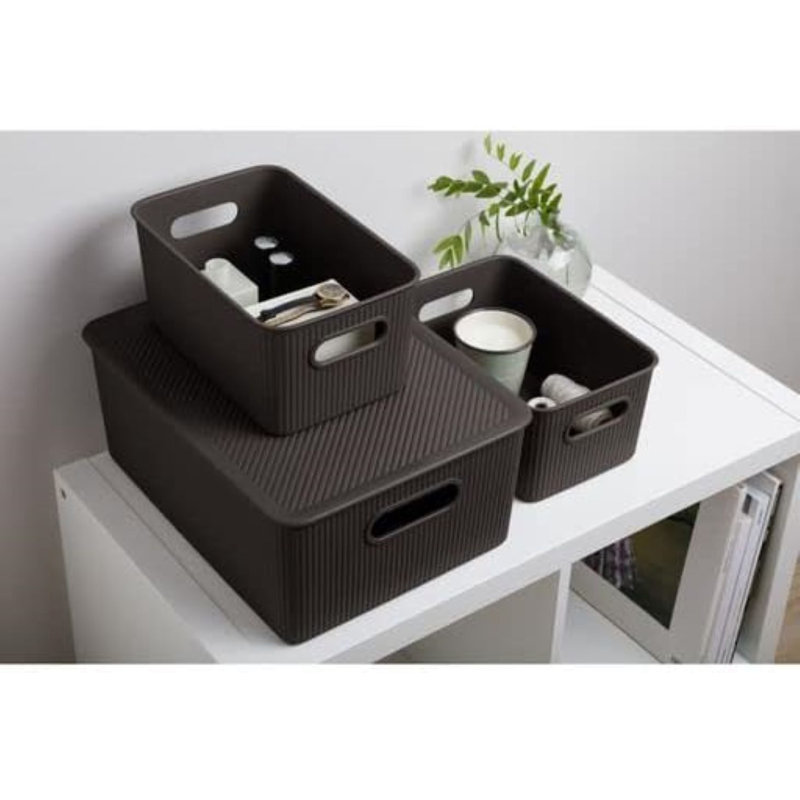 Bacs de rangement décoratifs en plastique (ensemble de 4), Brun
