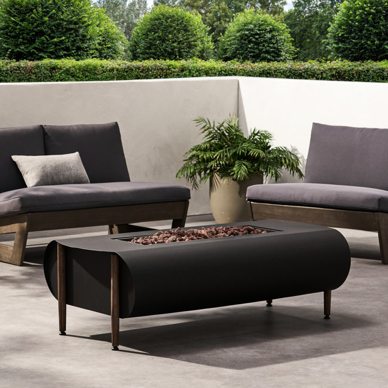 Foyer rectangulaire, 50000 - Installation de chauffage extérieur en fer gris foncé
