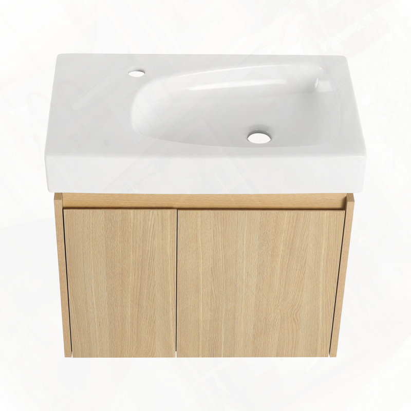 Meuble-lavabo mural flottant mural en bois, Chêne