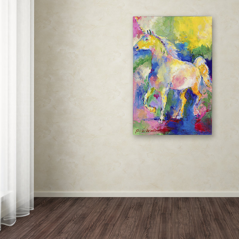 « licorne », impression sur toile, H 19 po x l 12 po x P 2 po, Pas de tapis, Toile tendue