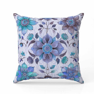 Oreiller rétro en faux suède à motif floral