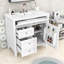 Meuble-lavabo simple en bois Ellarose avec lavabo en céramique et beaucoup de rangement-510437314