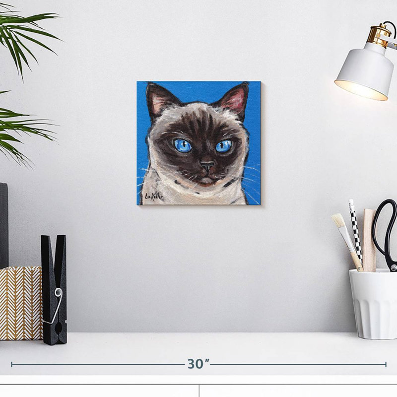 Cat Siamese On Blue, 10" H x 10" W
