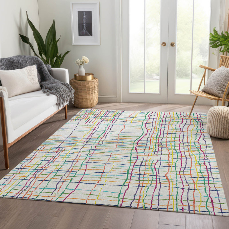 Premium Machine Washable Cortes AMF998 Stripes Rug, Rectangle 5' x 7'6"
