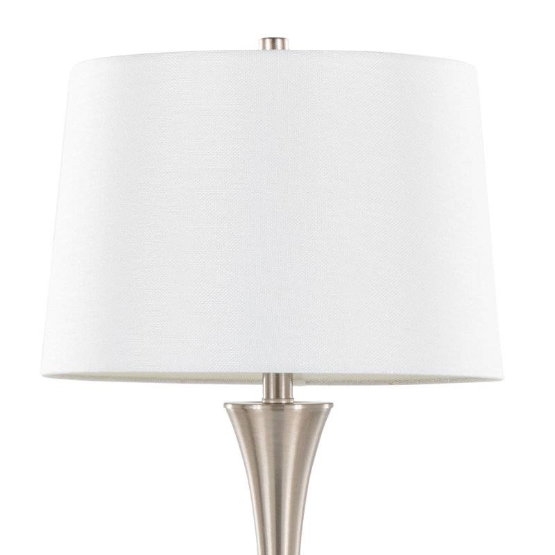 Lampe de table contemporaine en métal, Nickel brossé