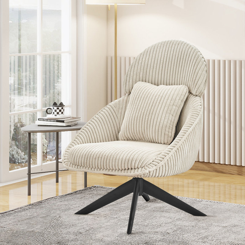Chaise d'appoint pivotante avec coussin, Beige