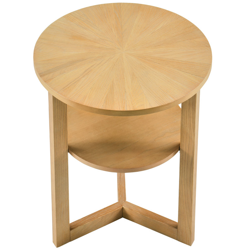 Table de bout à piédestal avec rangement Freyha, H 24 po x l 19,3 po x P 19,3 po, Chêne
