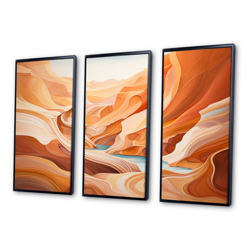 Canyon Antelope liquide Art IV - ensemble de reproduction d'art mural Canyon, Cadre flottant noir, H 32 po x l 48 po x P 1 po