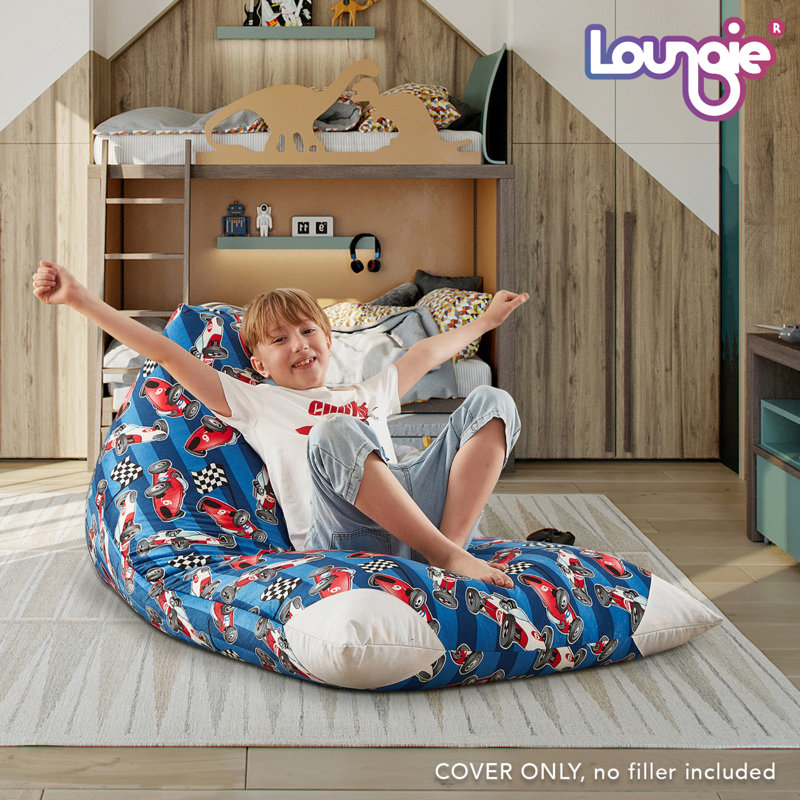 Housse de rangement pour fauteuil à billes 55 po, Microfibre / microsuède bleu auto de course