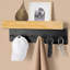 Wood Wall Organizer with Key Hooks