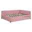 Lit double en tissu d'ameublement en lin double avec cadre de lit gigogne, aucun sommier nécessaire-600178267
