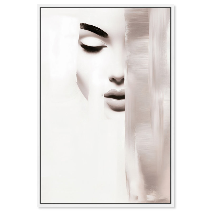 Art moderne bohème sur fond flou sur les côtés, Cadre blanc, H 46 po x l 31 po