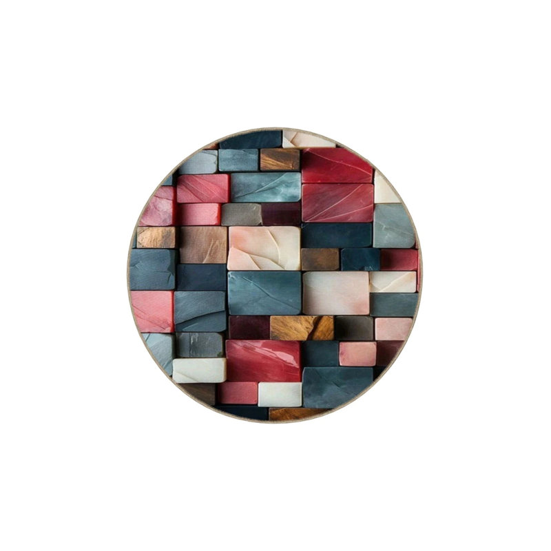 Multicolored Marble Stone Patterned Woven Floor Carpet, Rectangle 4' x 5'11"
