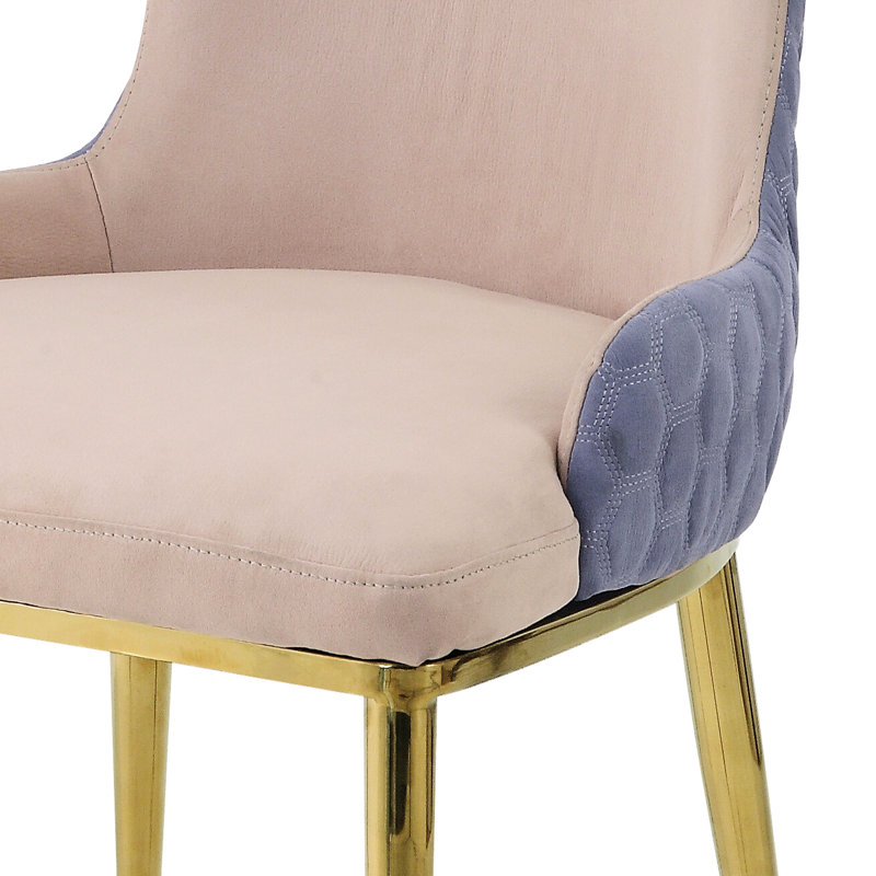 Chaises de salle à manger brun clair et dorées inclinées avec accoudoirs 2 - Extérieur lavande pour une paire de supports à oreilles élégants