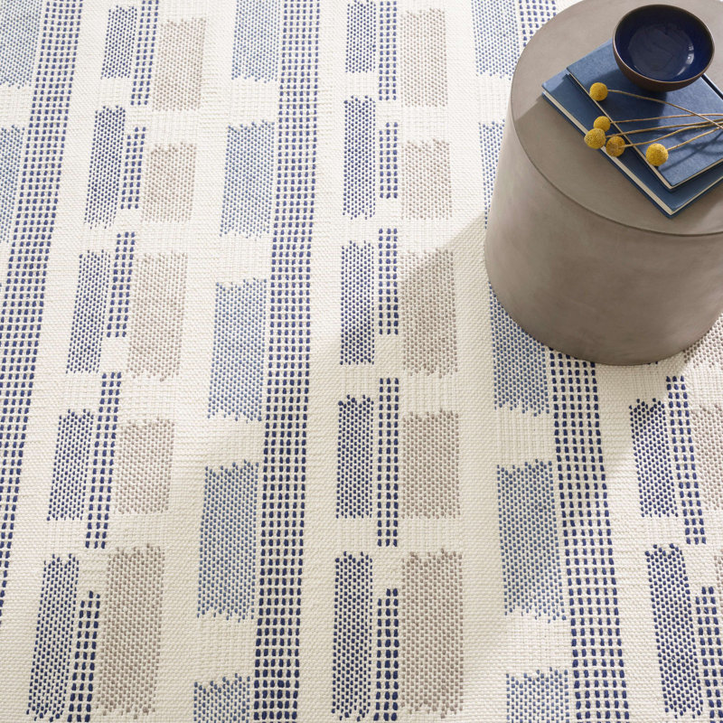 Tread Lightly Navy Handwoven Cotton Rug, Rectangle 5' x 8'