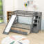 Lit superposé simple au-dessus de double à 2 tiroirs avec glissière et escalier de rangement-919015158