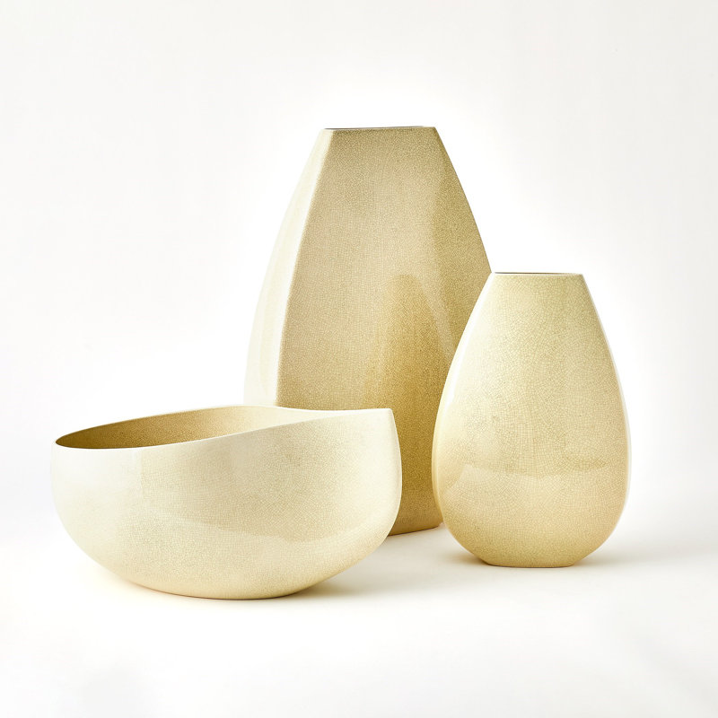 Vase géant en forme de goutte de beurre craquelé, H 24,5 po x l 16 po x P 5 po