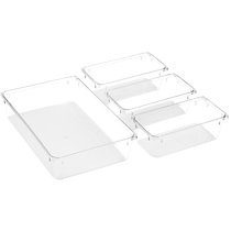 Hudson Home Clear Plastic Drawer Organizers, 5-Piece Set