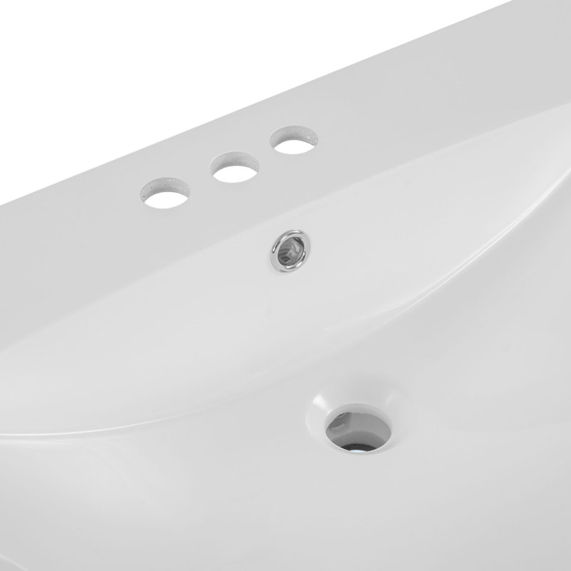 Plateau de meuble-lavabo simple 36 po en blanc avec lavabo