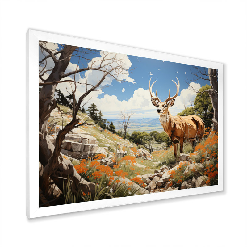 Paysage d'antilope de Baylaa - impression, H 24 po x l 32 po x P 1 po, Cadre photo blanc
