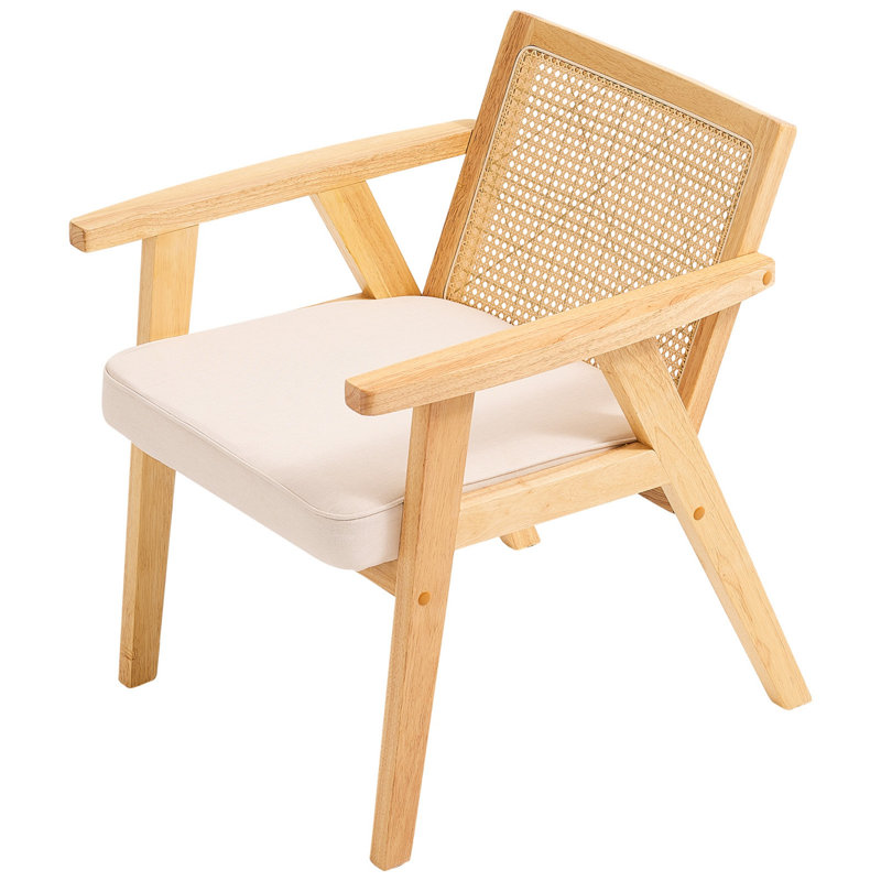 Chaise d'appoint rembourrée avec dossier en rotin