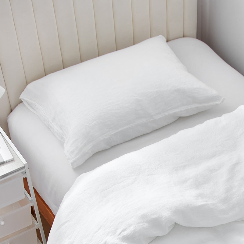 Solid Color 100% Linen Sham, King, White