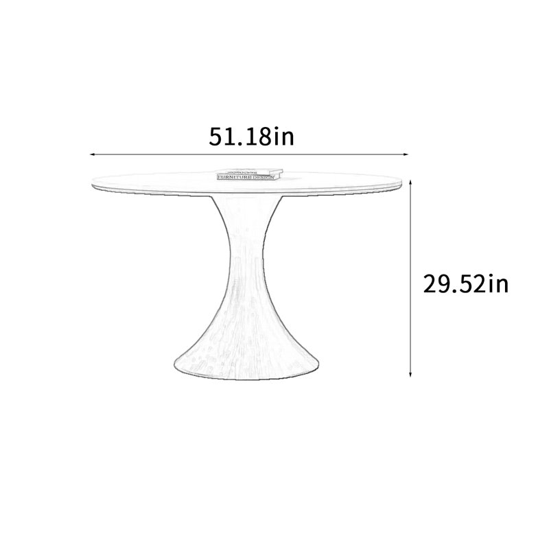 Table de salle à manger ronde en bois de frêne, H 29,52 po x L 51,8 po x l 51,8 po