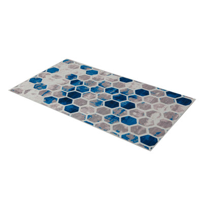 Premium Hall Carpet, 3.3 x 6.6 Feet, 100% Polyester, 0.3 in Pile Height | Antibacterial, Non-Slip Underside, Machine Washable | Elegant 3D Digital Print Design, Perfect for Entryways & Living Rooms
