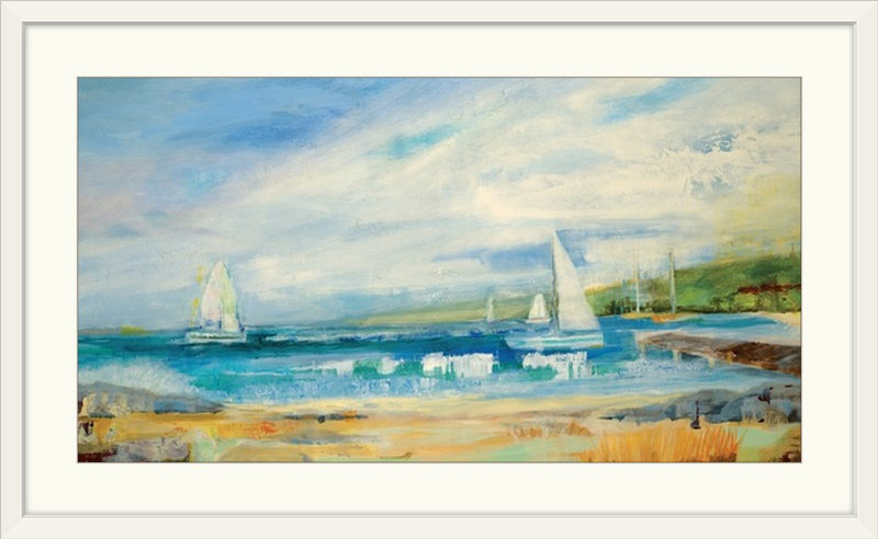 Martins Seaside Harbor I - Imprimé, H 23 po x l 38 po x P 1 po, Cadre blanc