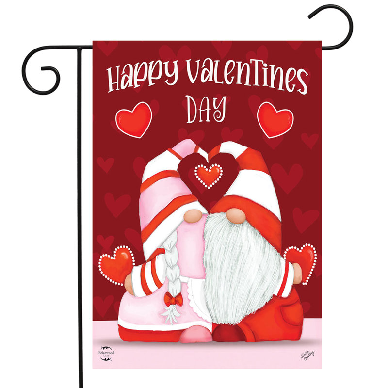 Joyeuse Saint-Valentin, drapeau de jardin des gnomes, Saint-Valentin rouge et blanche
