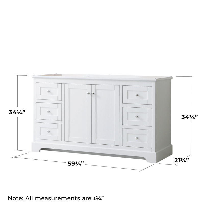 Base de meuble-lavabo simple 59 po Avery seulement, Blanc / chrome poli