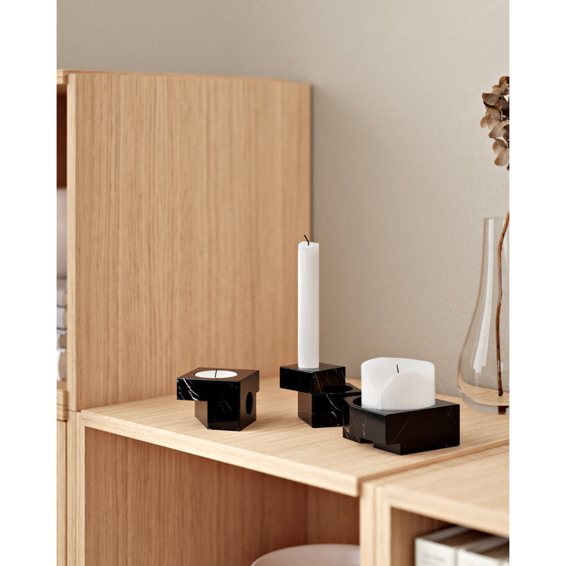 Jeu De Des 2 Candle Holder, 2'' H 2.40'' W x 2.80'' D, Black