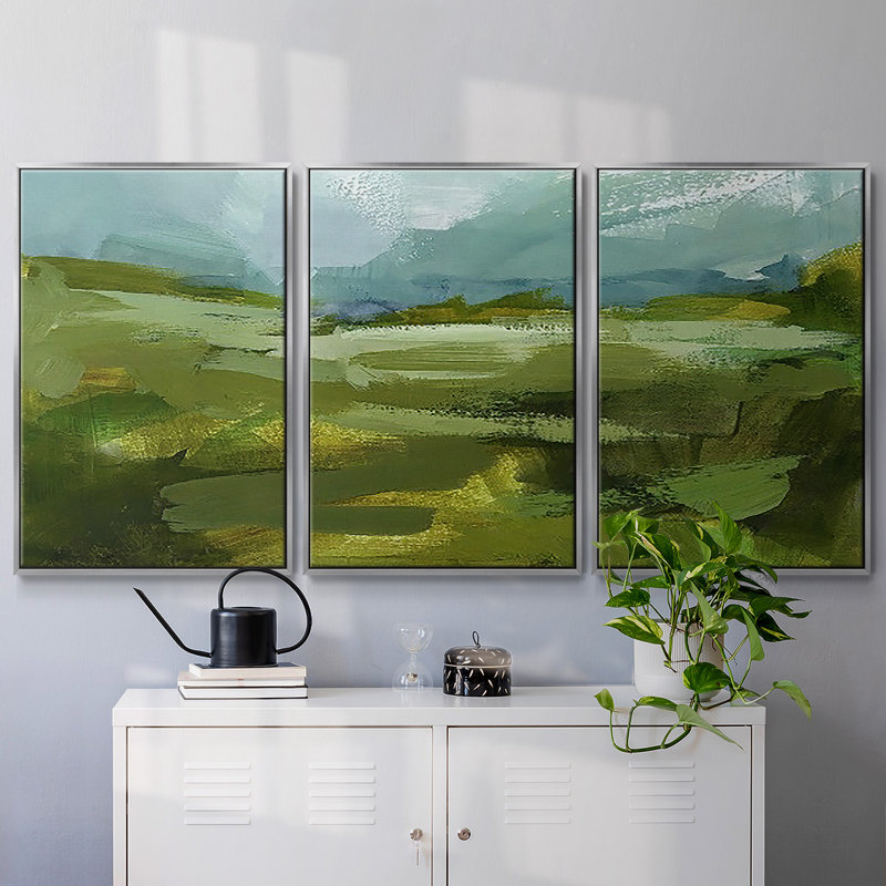 Emerald View II - Toile encadrée multi-pièces, Argenté, H 40 po x l 78 po x P 2 po