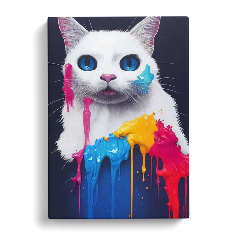 XC1022-1307X Cat Dripping Paint No.4 - Wrapped Canvas Print, 76cm H x 50cm W x 3cm D