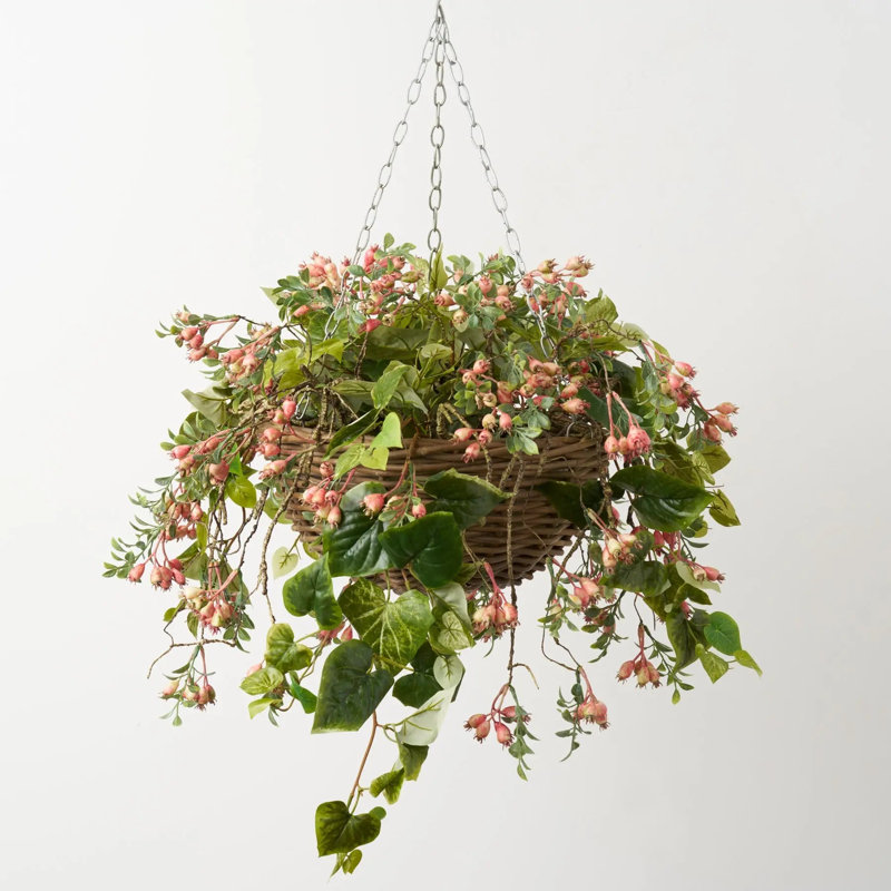 Panier suspendu rose et rose rose