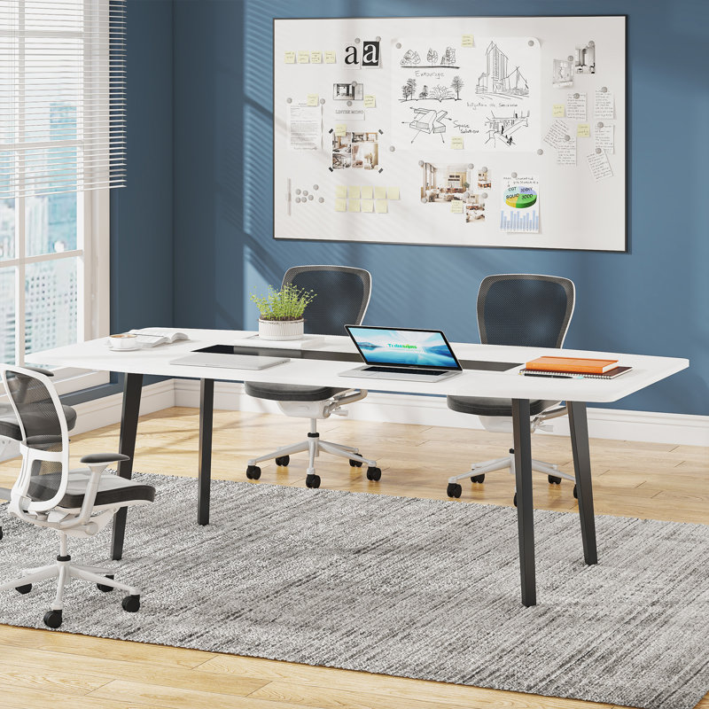 180cm Boat Shaped Conference Table, White