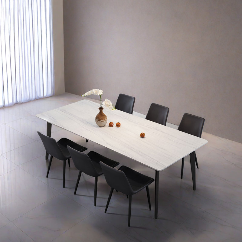 Modern Simple Rock Plate Dining Table Sets 6 - Person Four Leg Dining Set, 29.52"H x 55.11"L x 31.49"W