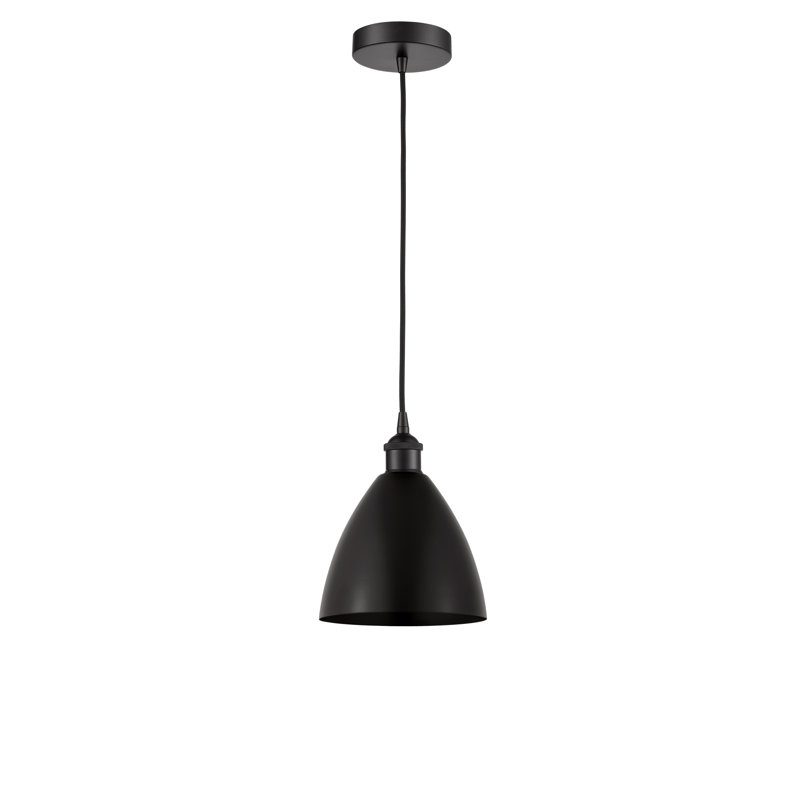 Luminaire suspendu conique 1 lumière, Noir mat, Noir mat, 11.25" H x 7.5" W x 7.5" D