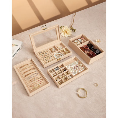 Jewelry Tray Stackable Jewelry Box Drawer Organizer With G...