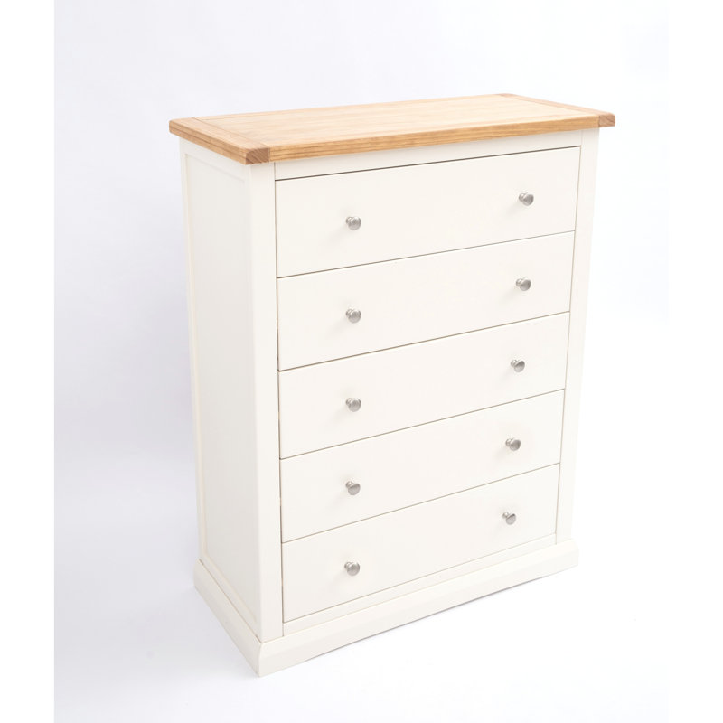 Galen 90cm W 5 - Drawer Chest of Drawers, Off White