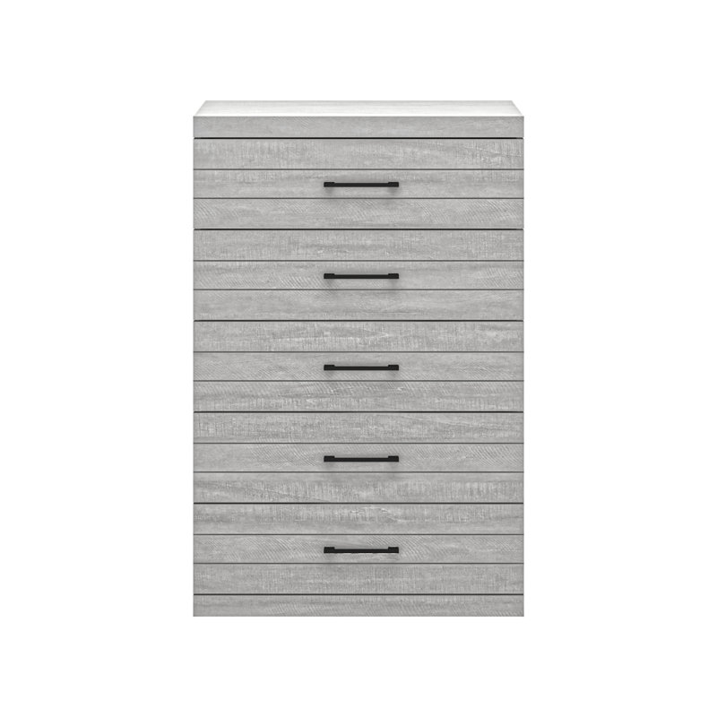 Commode 5 tiroirs Avigail, Gris poudré