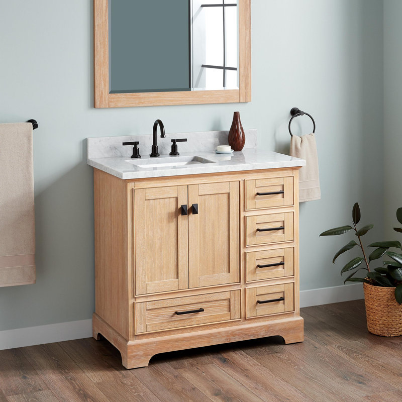 Quen 36" Freestanding Single Basin Vanity Set with Cabinet, Vanity Top, Soft White