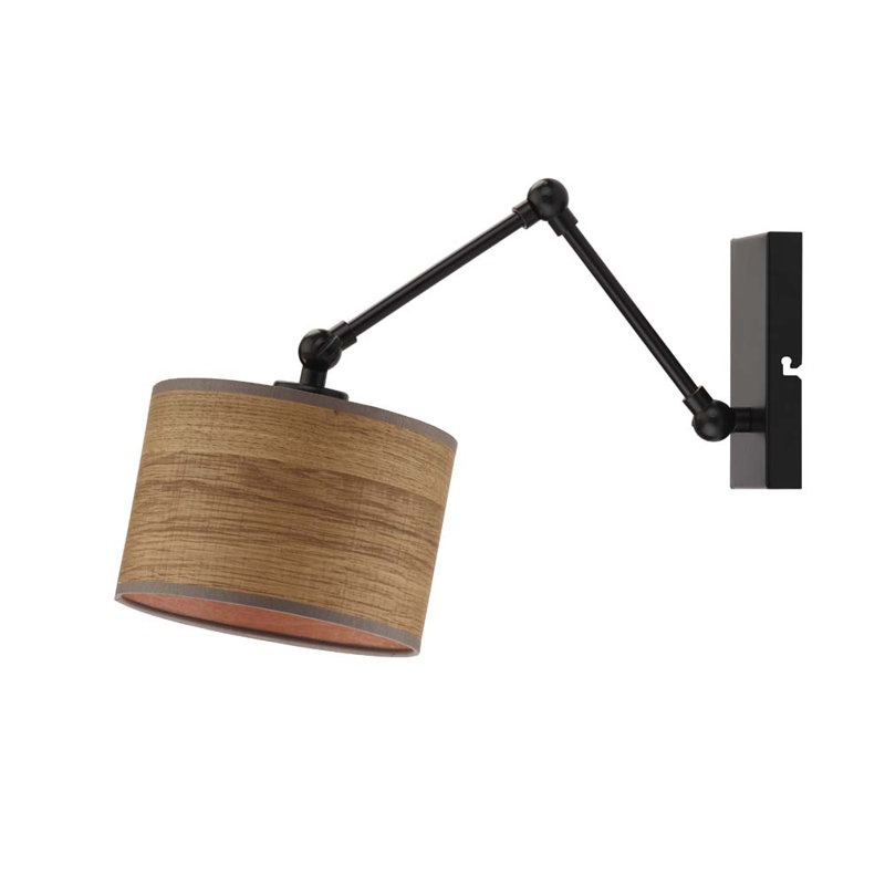 Gundi Steel Swing Arm Sconce, Dark Brown, Black