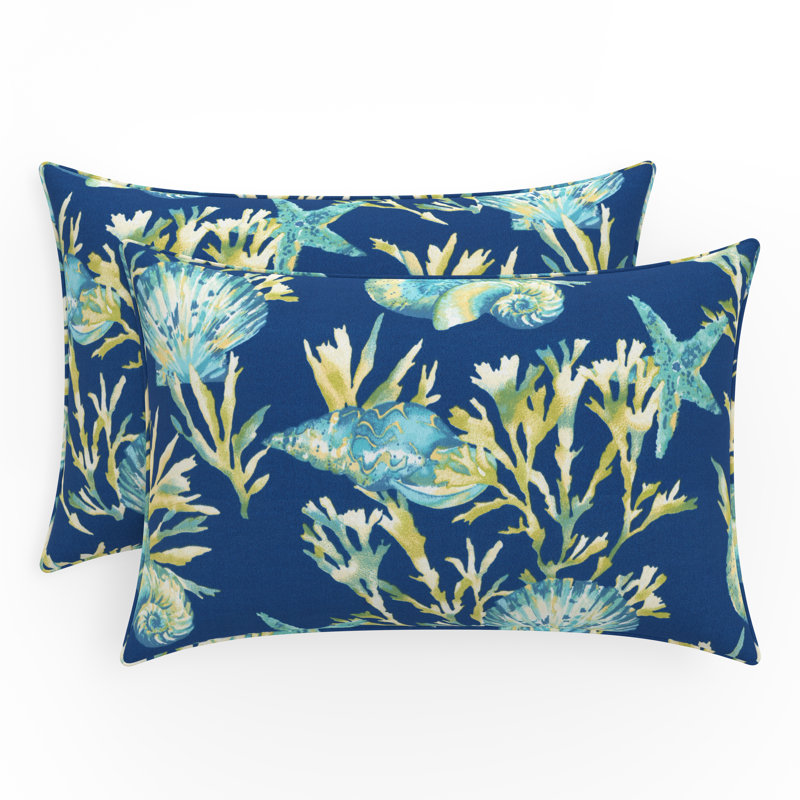 Coastal Charm Watercolor Shell Embroidered Throw Pillow Set