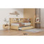 Lit de jour en bois avec tablettes de rangement, USB et lit gigogne-74807088