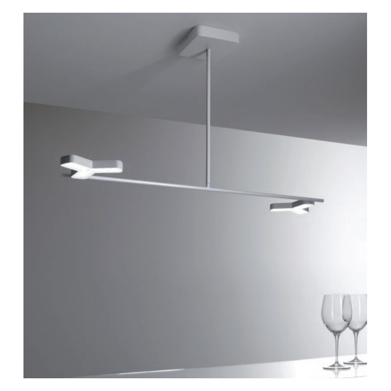 Dayton 2 - Light LED Kitchen Island Pendant, 50 cm H x 98.5 cm W x 31 cm D, Lacquered frosted white