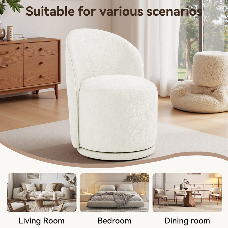 Chaise rembourrée d'appoint en chenille beige, Chenille beige