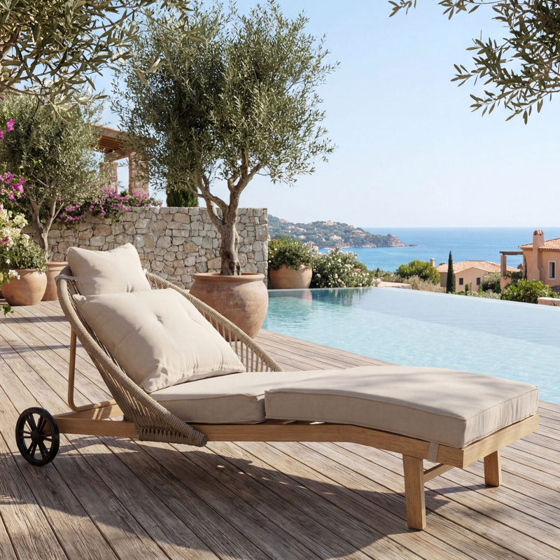 Chaise longue avec coussin amovible, Kaki