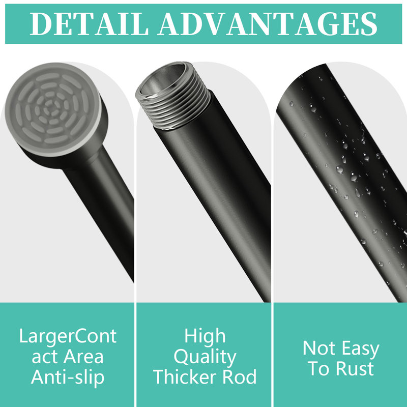 197.8cm Straight Shower Curtain Rod, Black