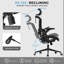 Chaise de bureau ergonomique à double dossier, avec support lombaire réglable et dossier inclinable — ensemble bureau et chaise pour bureau à domicile, chaise d'ordinateur à dossier haut, chaise de bureau en maille respirante-114488469